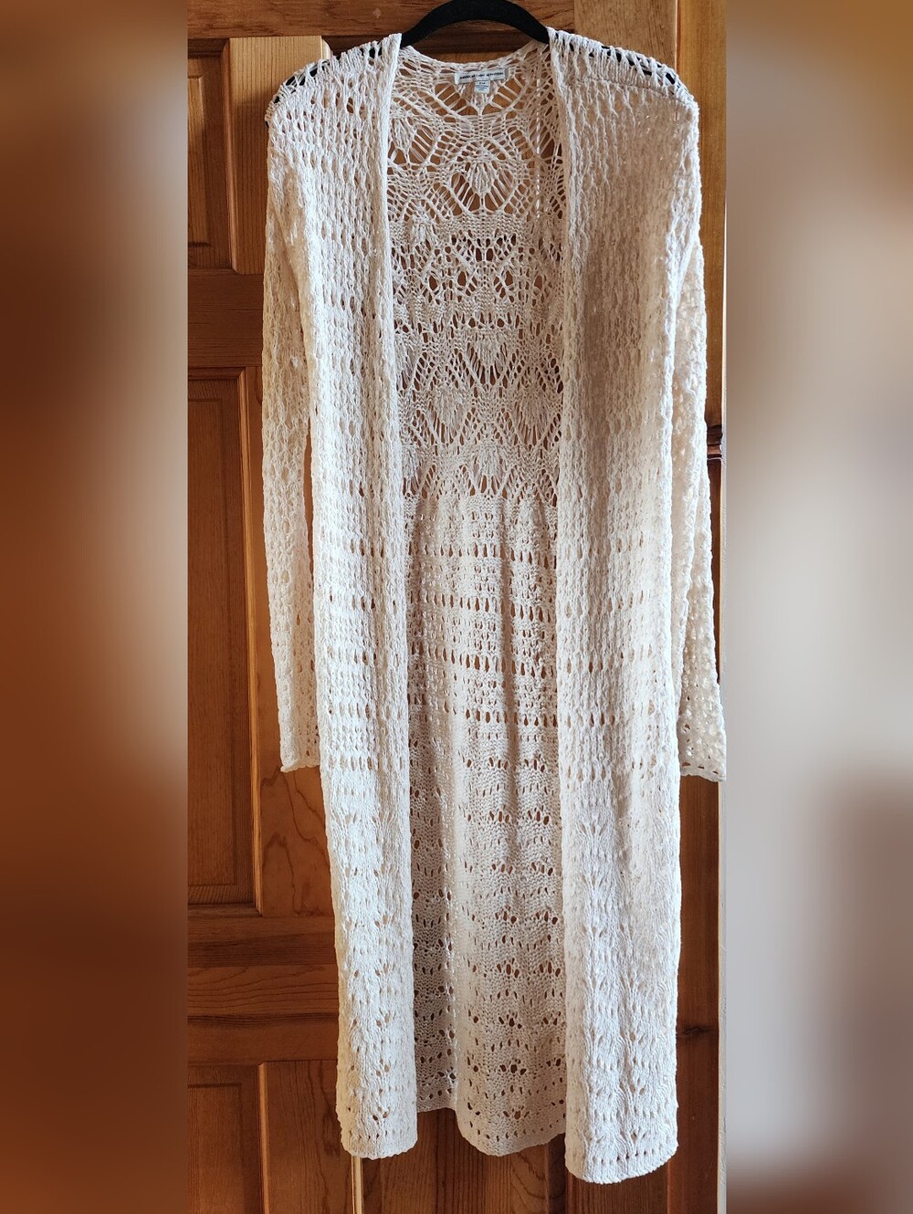 American Eagle Outfitters Open-Knit Long Cream Cardigan
